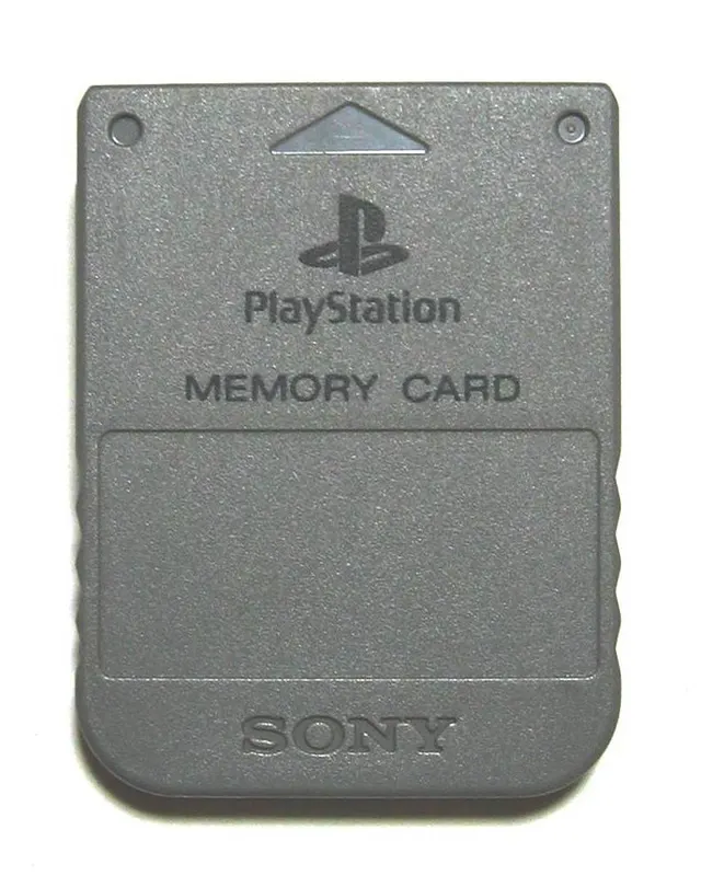Szara karta pamięci Sony do pierwszego PlayStation.